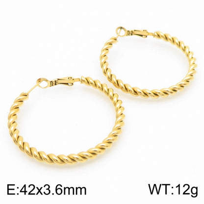 Round Twist Hoop Earrings [304 Stainless Steel,18K Gold Plated]