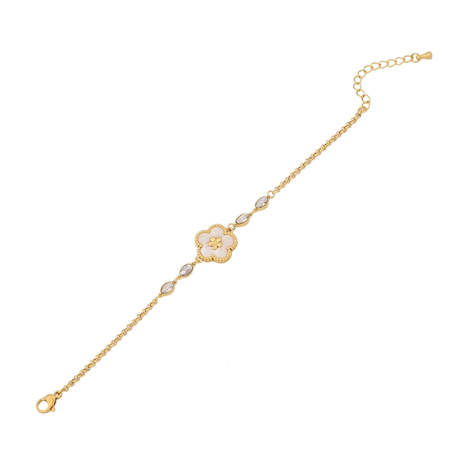 Glass Stones Symbols Bracelet [Stainless Steel,18K Gold Plated]