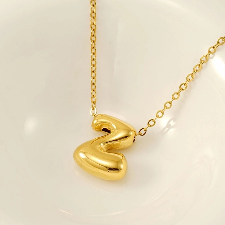 Letter Pendant Necklace [304 Stainless Steel,18K Gold Plated]