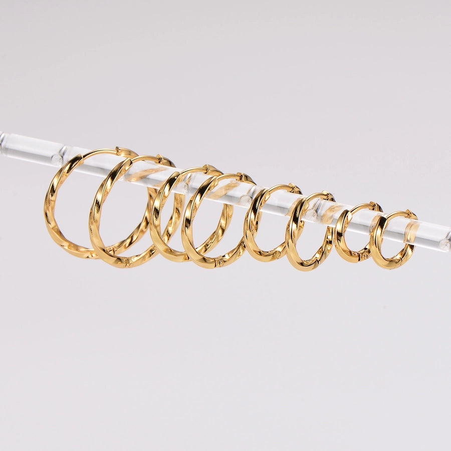 Balíček 12 párů Casual Twist Hoop Earrings [304 Nerezová ocel]