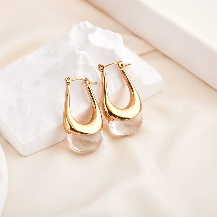 Water Droplets Earrings [304 Stainless Steel,18K Gold Plated]