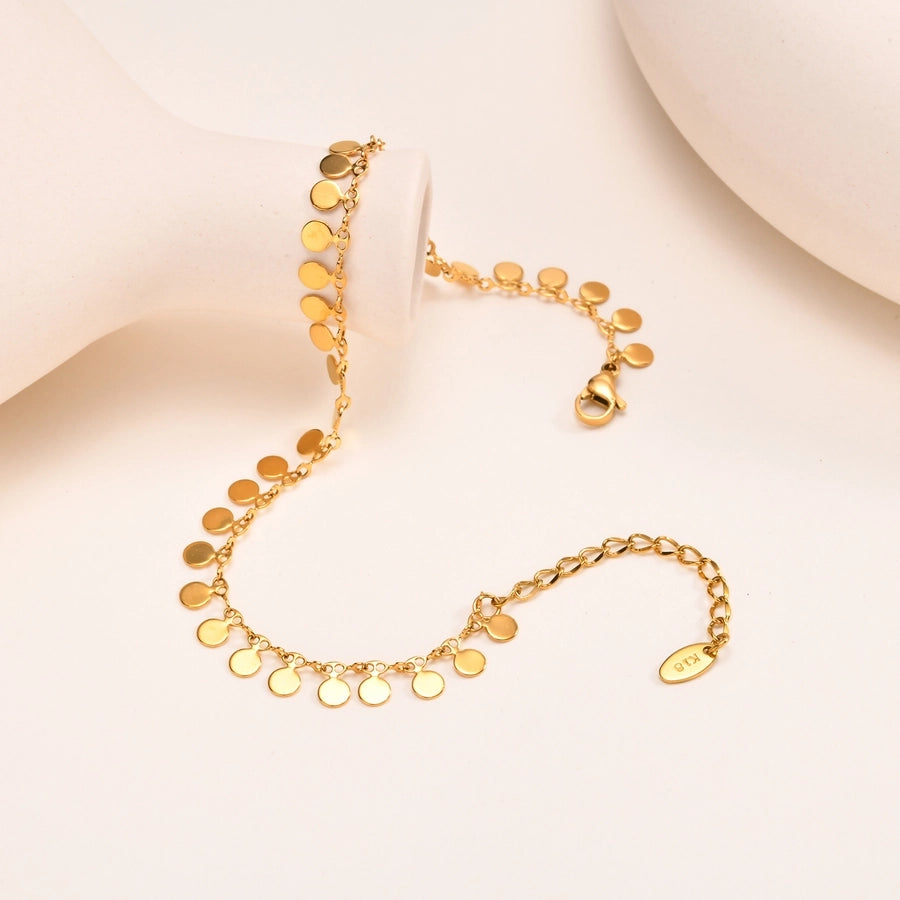 Round Coins Anklet [201 Stainless Steel, 18K Gold Plated]