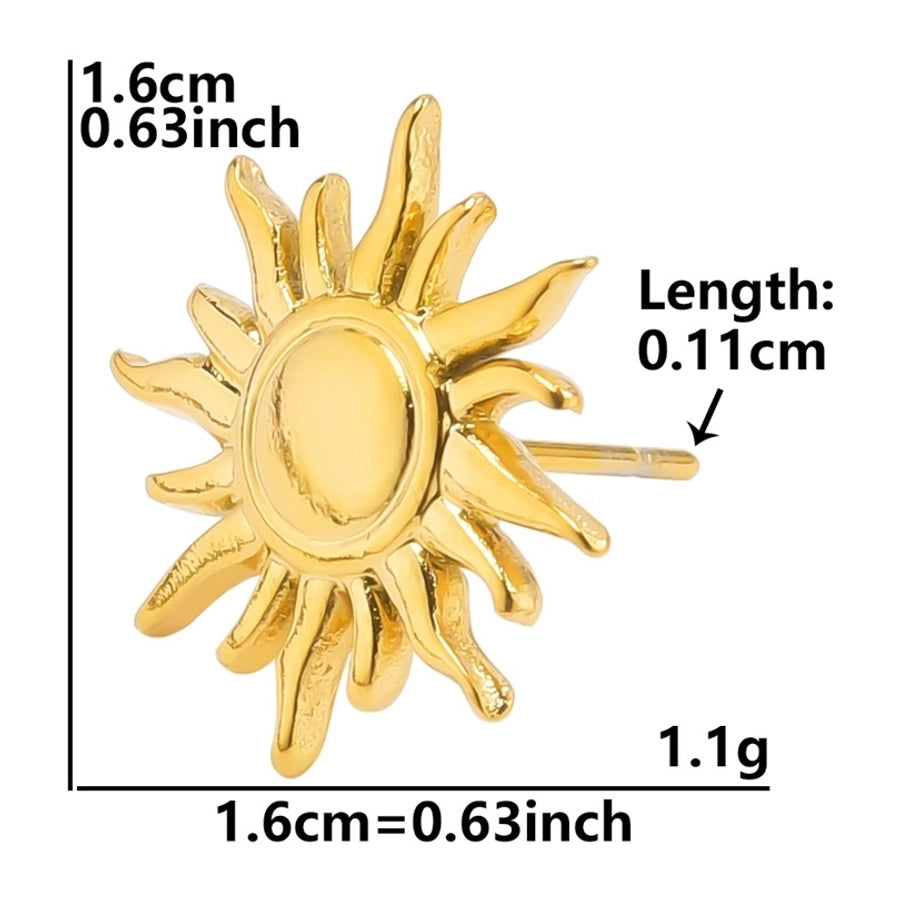 Σκουλαρίκια Sun Moon σε στρογγυλό στυλ [304 ανοξείδωτο ατσάλι, 18 καρατίων επίχρυσο]