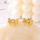 Heart Shape Bow Knot Zircon Ear Studs [304 Stainless Steel,18K Gold Plated]