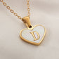 Letter Shell Heart Pendant Necklace [304 Stainless Steel,18K Gold Plated]