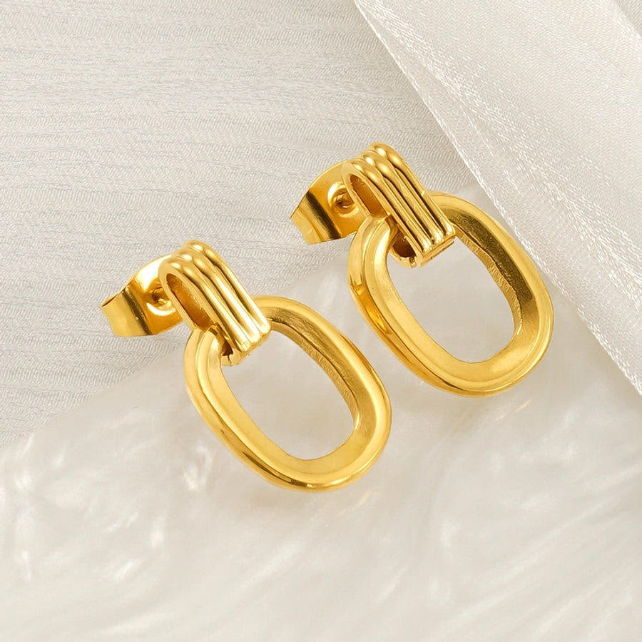 Mix Design Drop Earrings [304 Stainless Steel, 18K Gold Plated]