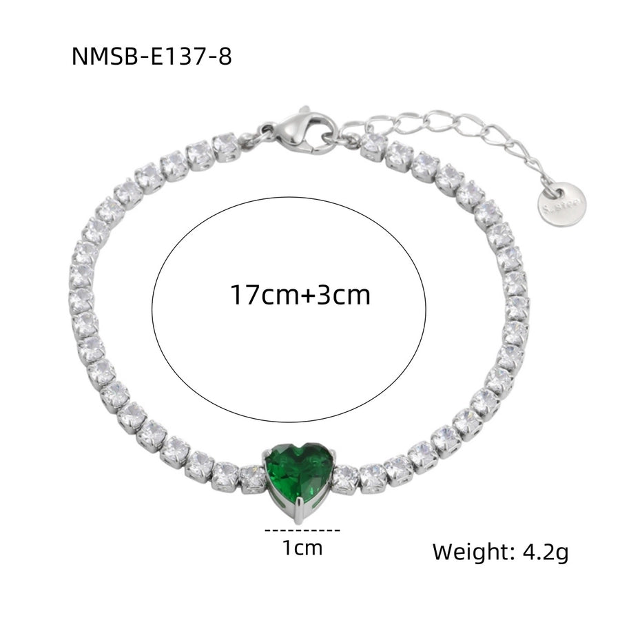 Heart Shape Rhinestones Bracelets [304 Stainless Steel]