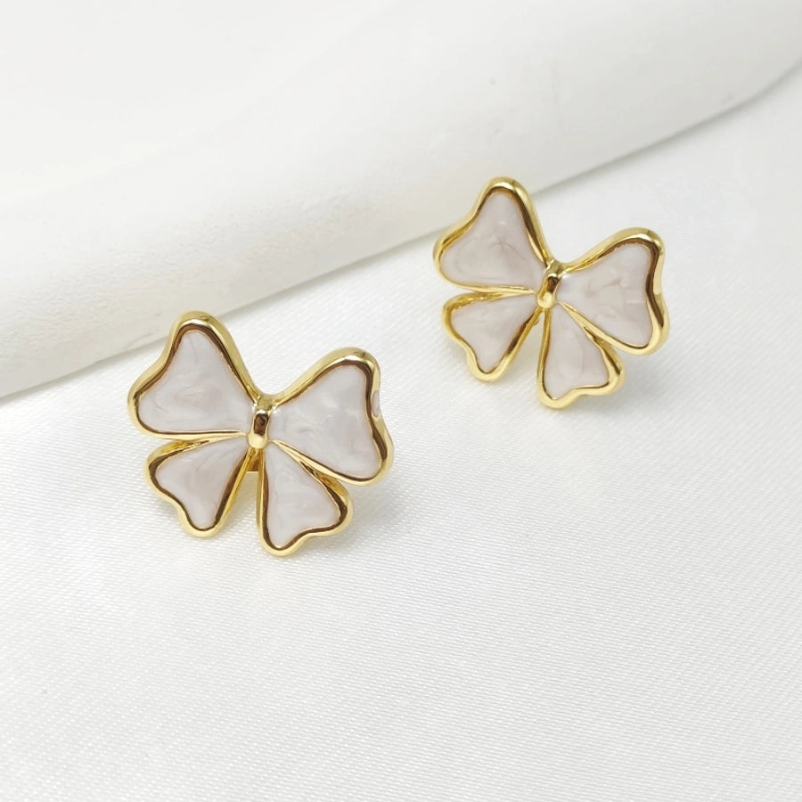 Bow Knot Enamel Earrings [304 Stainless Steel]