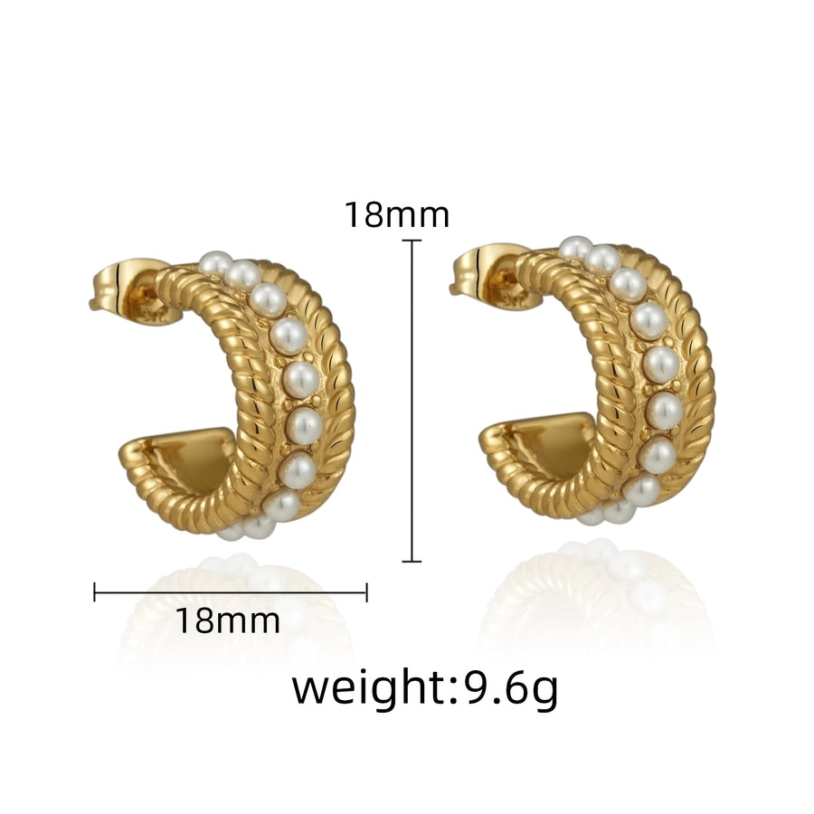 Baroque Style Irregular Artificial Pearls Earrings [304 Stainless Steel,18K Gold Plated]