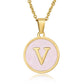 Round Letter Necklace [304 Stainless Steel,18K Gold Plated]