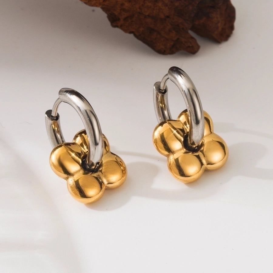 Flower Drop Earrings [304 Stainless Steel,18K Gold Plated]