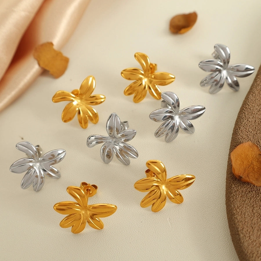 Flower Earrings [304 Stainless Steel,18K Gold Plated]