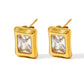 Shiny Rectangle Zircon Earrings [304 Stainless Steel,16K Gold Plated]