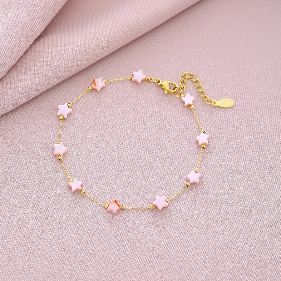 Colorful Star Anklet [304 Stainless Steel, 18K Gold Plated]