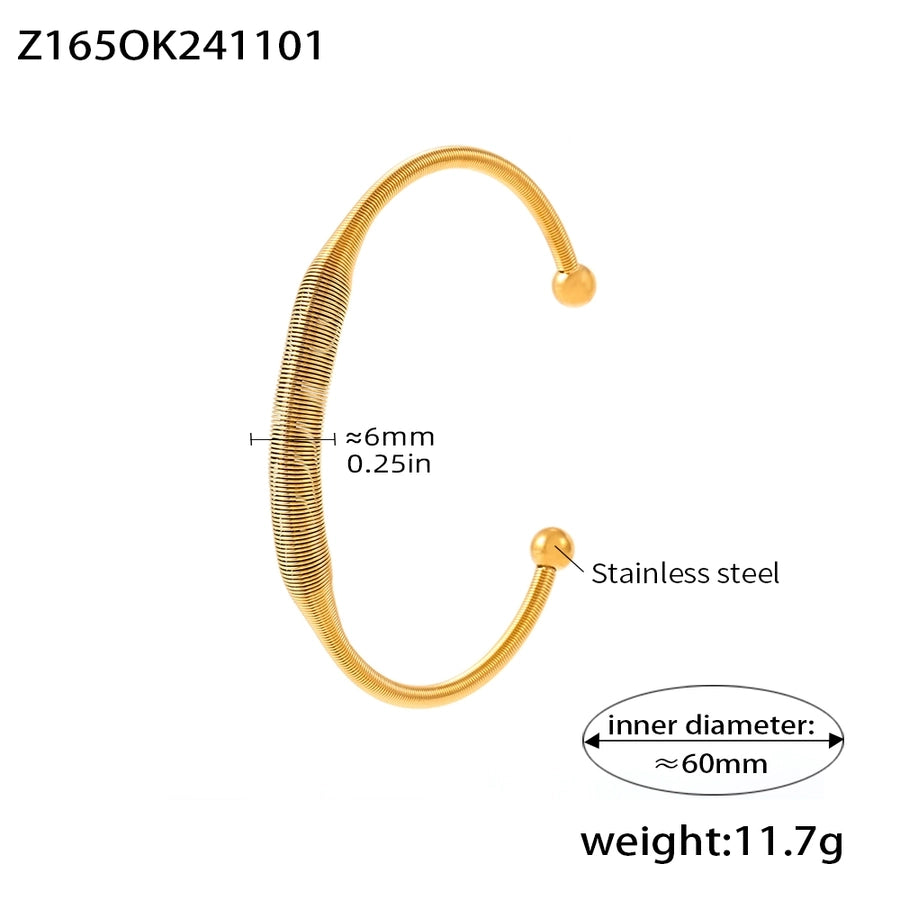 Geometric Bangle Bracelet [304 Stainless Steel, 18K Gold Plated]