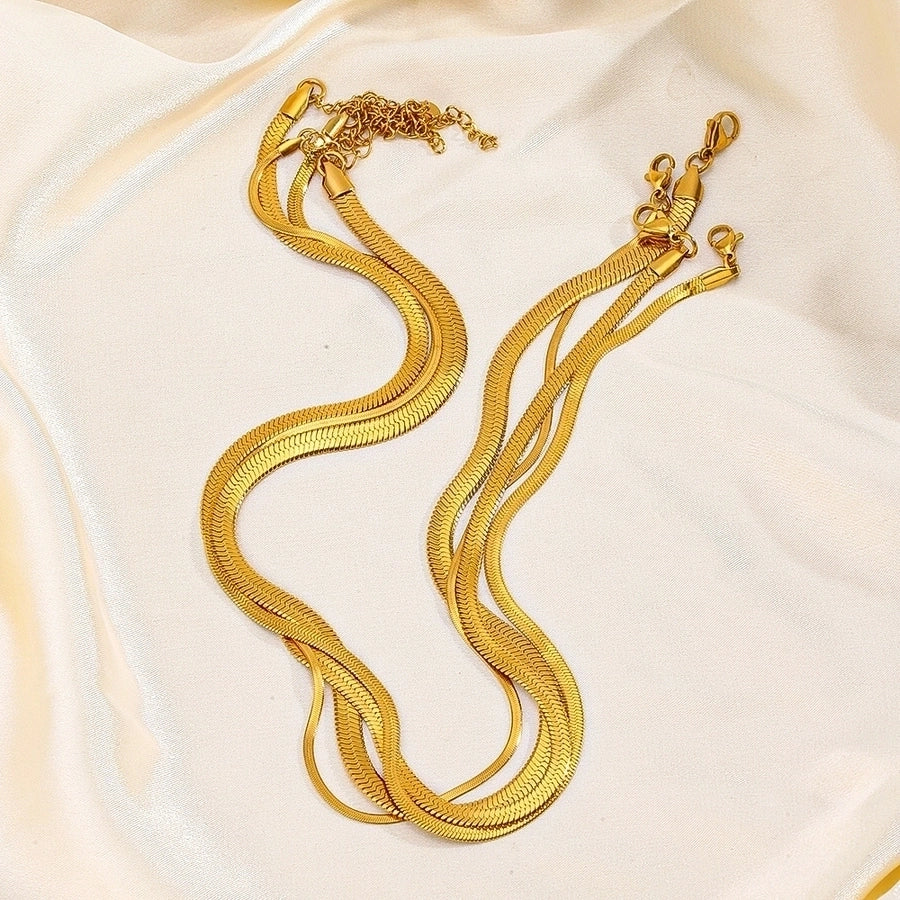 Snake Chain Necklace [304 Stainless Steel,18K Gold Plated]