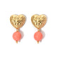 Round Beaded Heart Earrings [304 Stainless Steel, 14K Gold Plated]