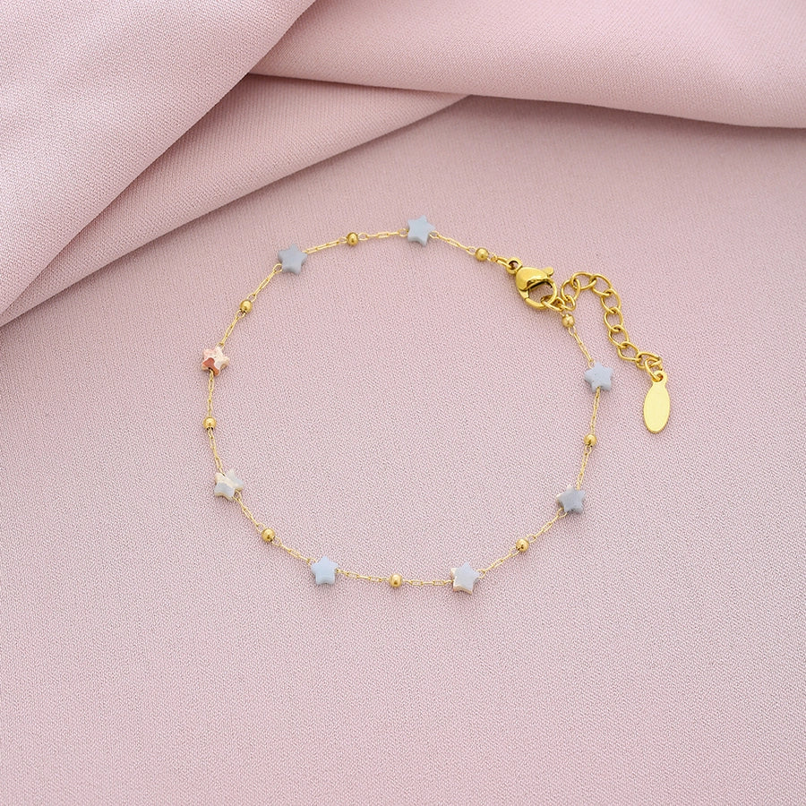 Colorful Star Anklet [304 Stainless Steel, 18K Gold Plated]