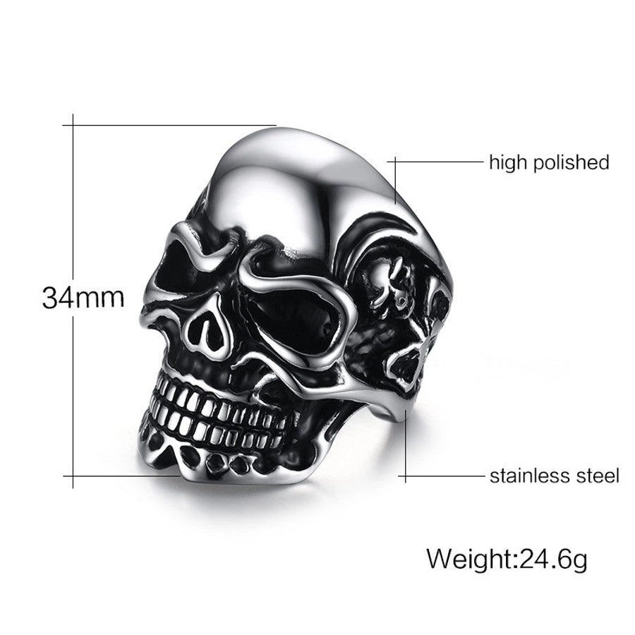 Simpel stil Skull Eagle 304 Rustfrit stål poleringsbelægning Inlay Zircon Halloween Men's Rings