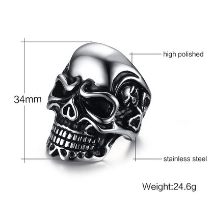 Simple Style Skull Eagle 304 Stainless Steel Polishing Plating Inlay Zircon Halloween Men'S Rings