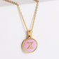 Pink Shell Letter Necklaces [304 Stainless Steel,18K Gold Plated]