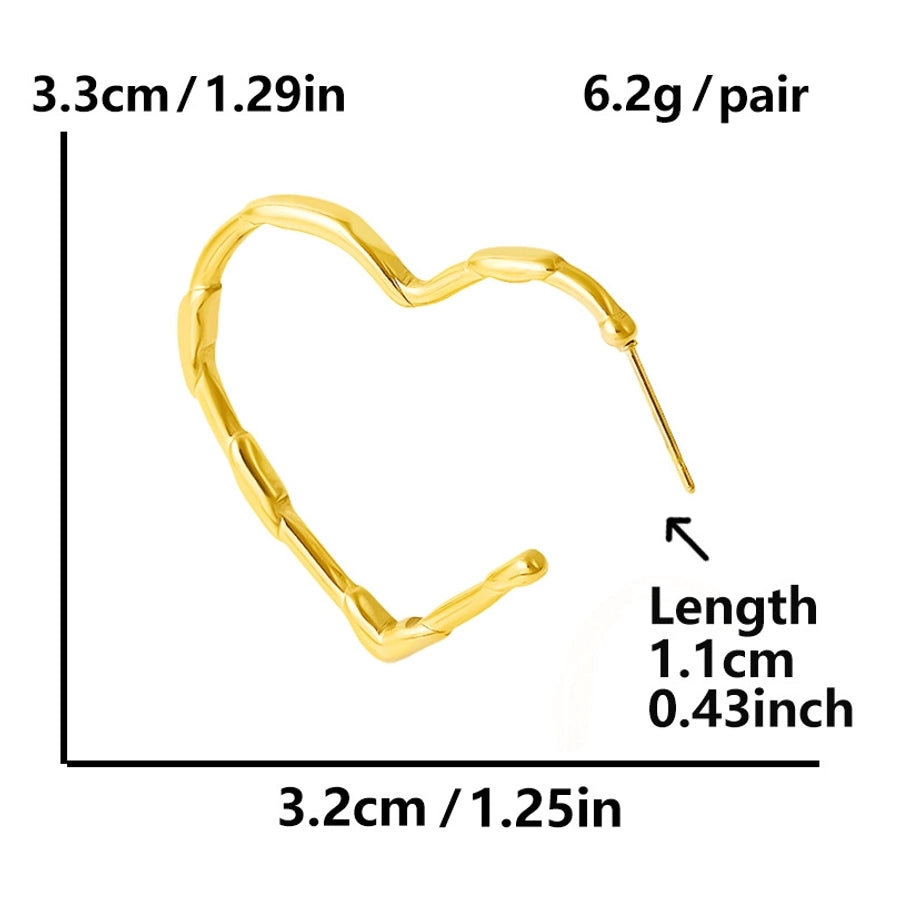 Pendientes de aro de forma de corazón hueco [304 acero inoxidable]