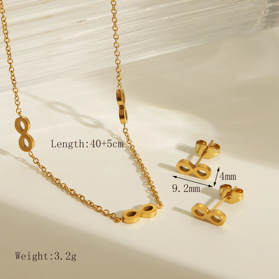 Infinity Symbol Bracelet/Jewelry Set [304 Stainless Steel,18K Gold Plated]