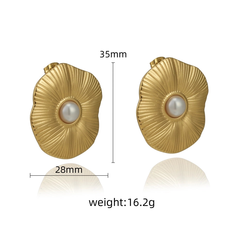 Orecchini artificiali irregolari in stile barocco [304 acciaio inossidabile, oro 18K placcato]