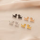 Dog Stud Earrings [304 Stainless Steel,18K Gold Plated]