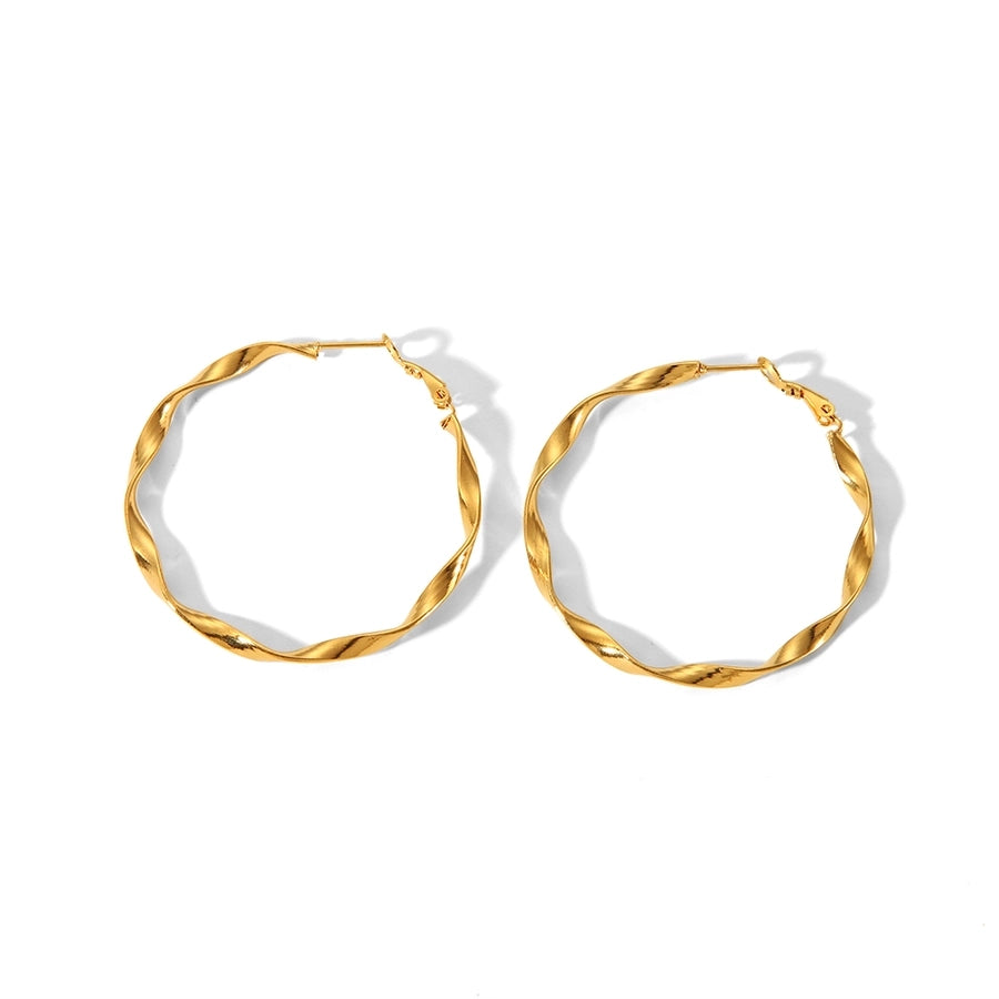 Round Frill Hoop Ohrringe [304 Edelstahl, 18K Gold plattiert]