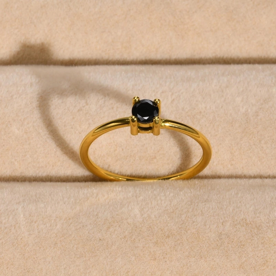 Anello aperto Zircon [201 in acciaio inossidabile, oro 18K placcato]