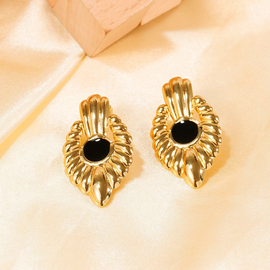 Vintage Enamel Earrings [304 Stainless Steel,18K Gold Plated]