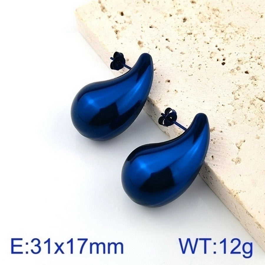 Water Droplets Ear Studs [Stainless Steel,18K Gold Plated]