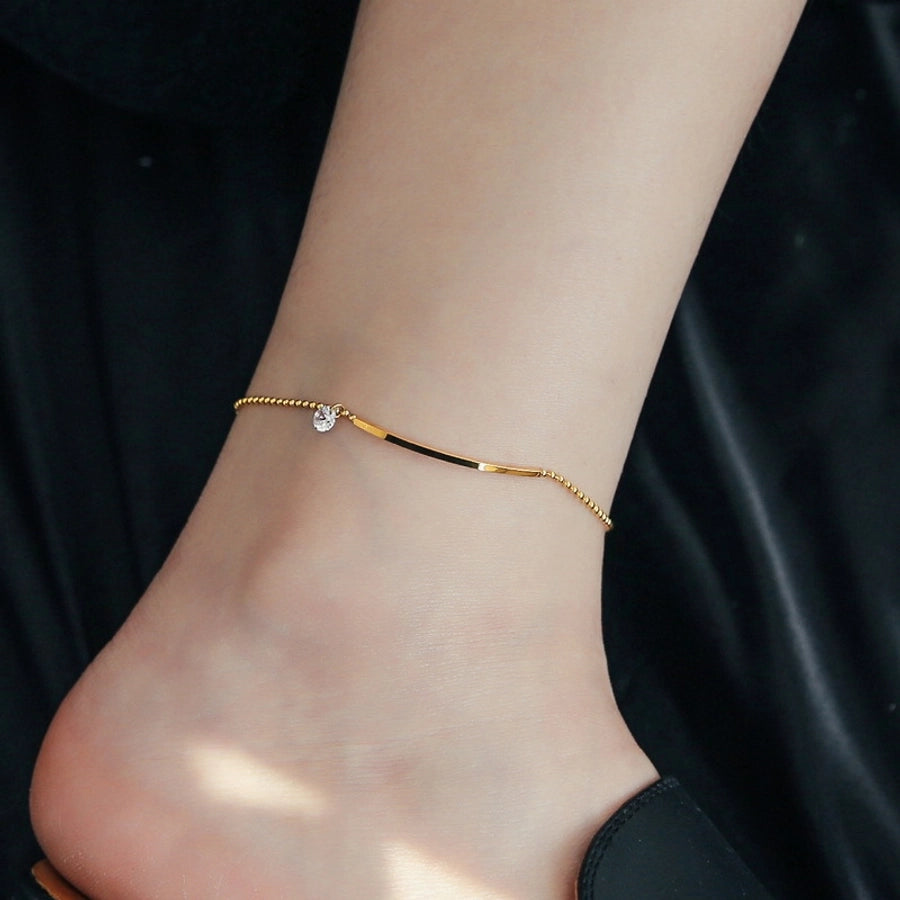 Simple zircon Anklet [Stainless Steel]