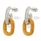 Double Ring Silver Gold Drop Earrings [304 Stainless Steel,18K Gold Plated]