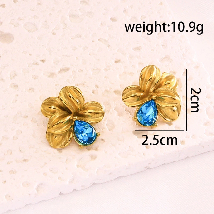 Mélange des conceptions de boucles d'oreilles en pierre bleue [304 en acier inoxydable, 18 carats en or]