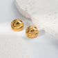 Round Irregular Ear Studs [304 Stainless Steel,14K Gold Plated]