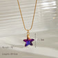 Star Heart Shape Butterfly Glass Necklace [304 Stainless Steel,18K Gold Plated]