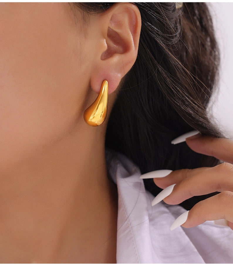 Water Droplets Earrings [304 Stainless Steel,18K Gold Plated]