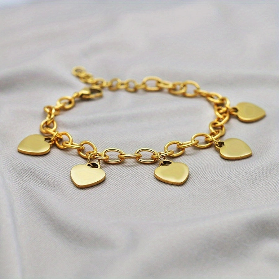 Multiple Hearts Chain Bracelet [Stainless Steel,18K Gold Plated]