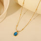 Oval Pendant Necklace Twisted Rope Chain  [304 Stainless Steel,18K Gold Plated]