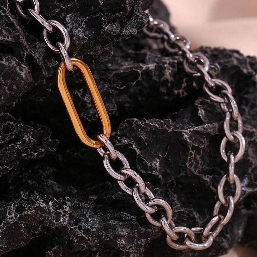 Silver Cable Chain Bracelet/Necklace [304 Stainless Steel,18K Gold Plated]