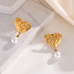 Heart Shape Artificial Pearls Earrings [201 Stainless Steel,18K Gold Plated]