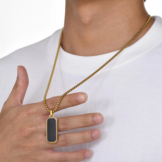 Collier époxy rectangulaire [304 en acier inoxydable 18K plaqué]]