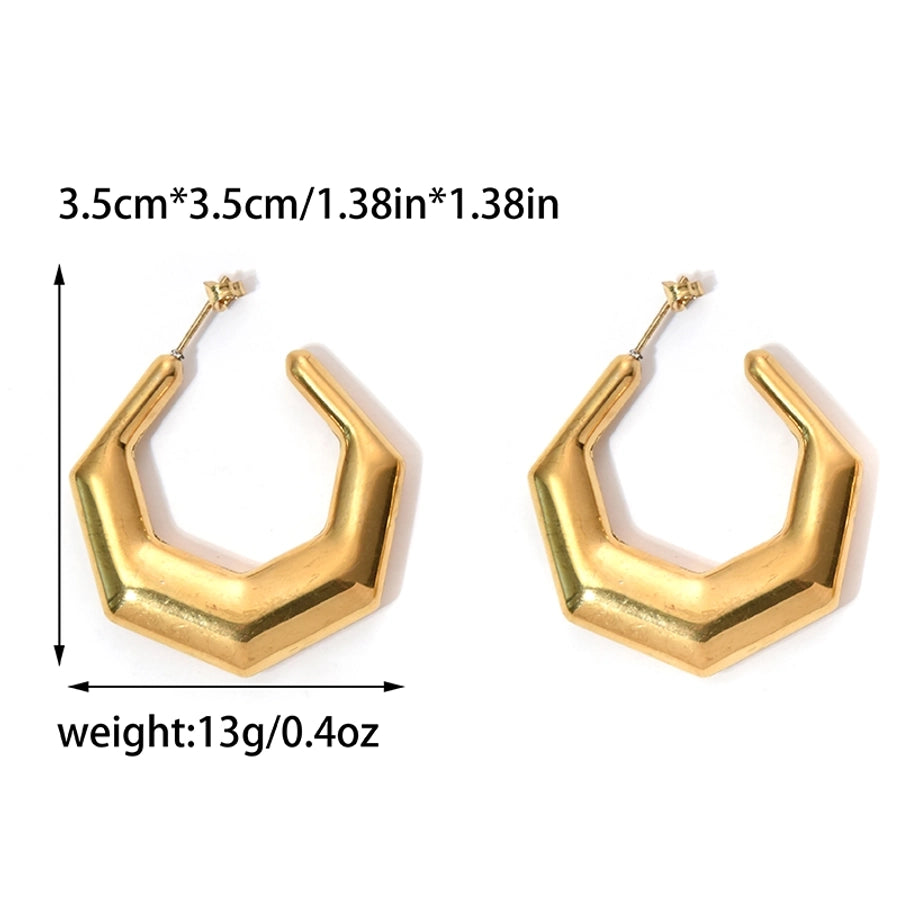 C Shape Moon Twist Plating Hoop Earrings [304 Stainless Steel,14K Gold Plated]