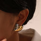 Duo Tone Heart Shape Earrings [201 Stainless Steel,18K Gold Plated]