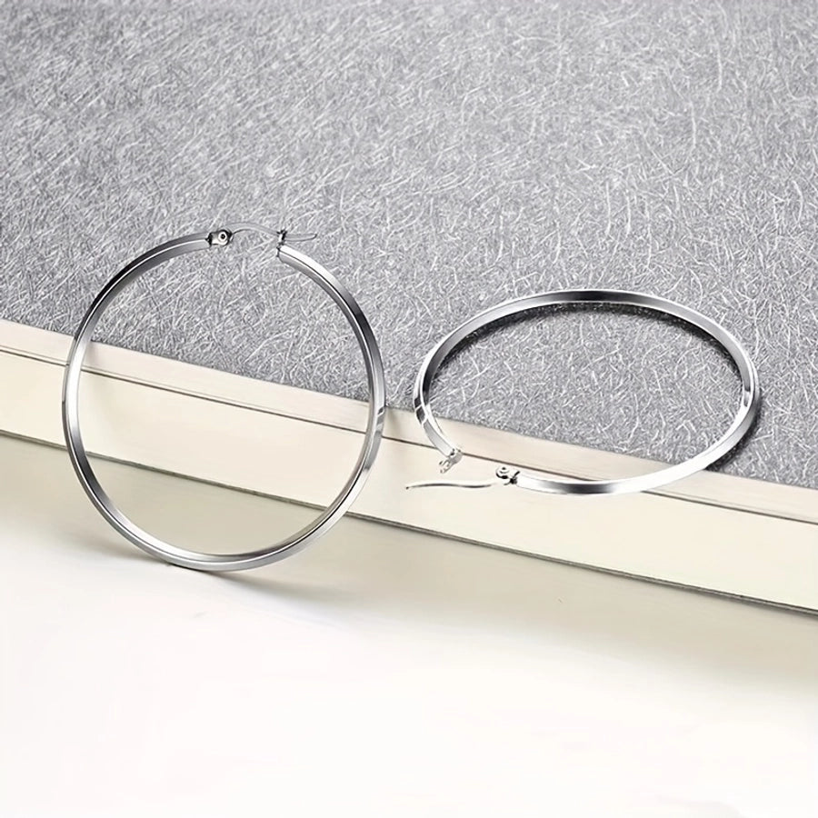 Thin Round Hoop Earrings [304 Stainless Steel,18K Gold Plated]