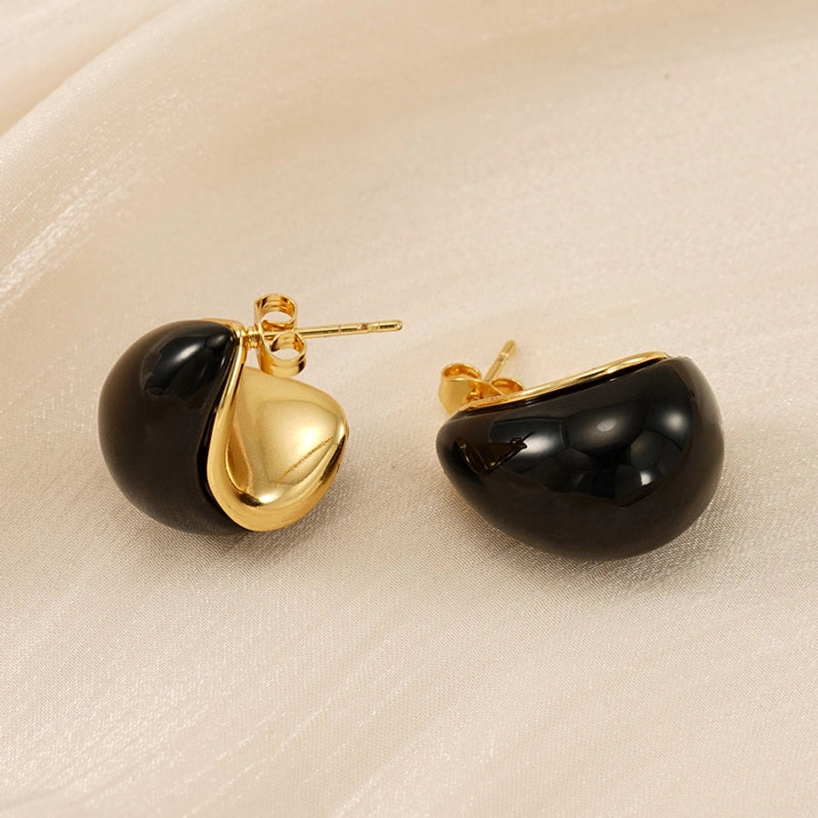 Tropical Water Droplets Resin Earrings [304 Stainless Steel, 18K Gold Plated]