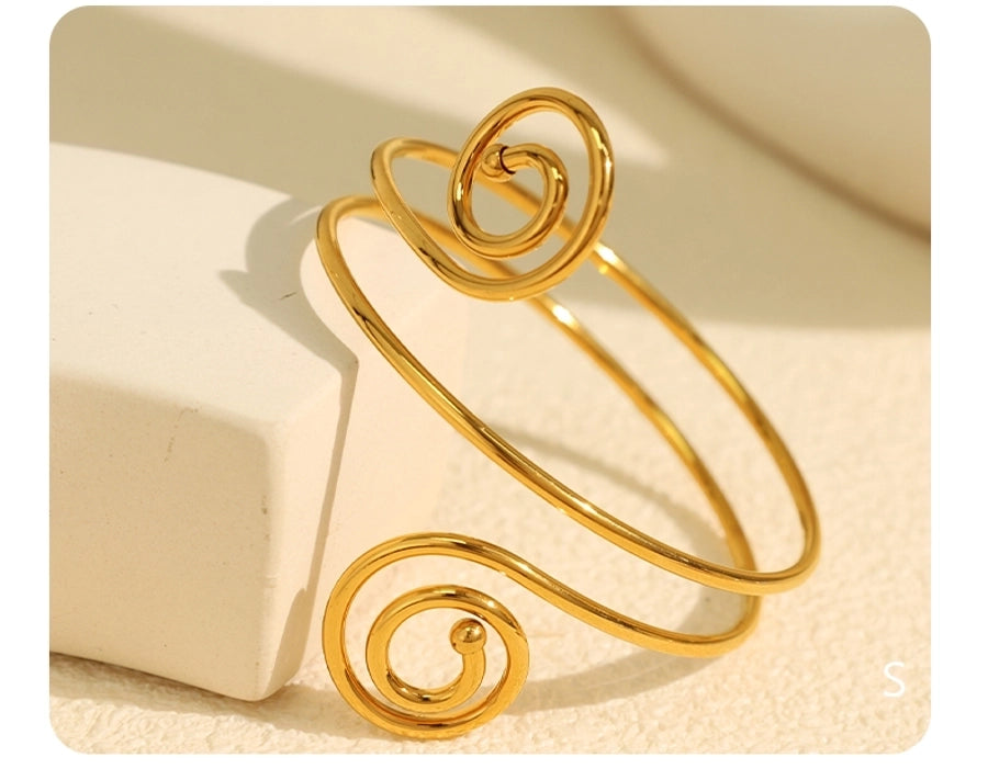 Swirl Pattern Ring/Bangle Armbånd [304 Rustfrit stål, 18K guldbelagt]