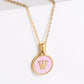 Pink Shell Letter Necklaces [304 Stainless Steel,18K Gold Plated]